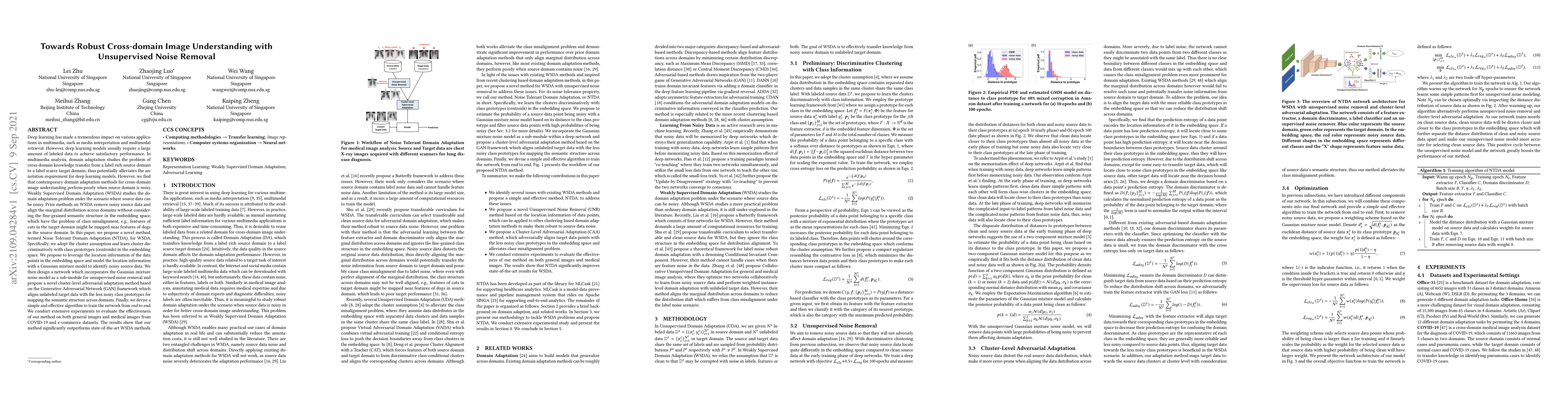 Thumbnail for Towards Robust Cross-domain Image Understanding with Unsupervised Noise
  Removal