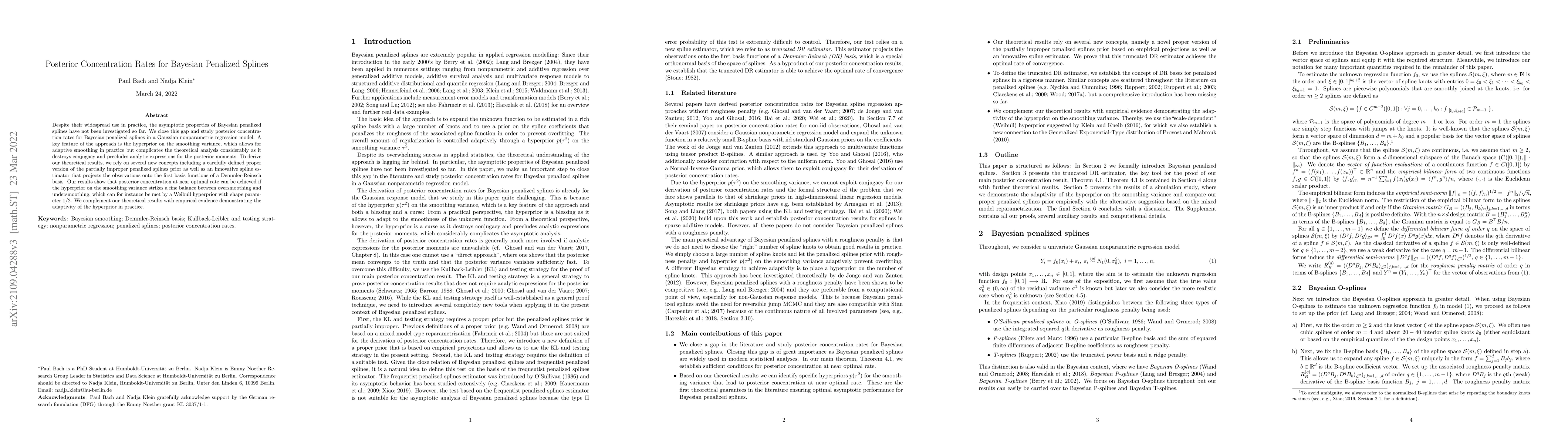Thumbnail for Posterior Concentration Rates for Bayesian Penalized Splines