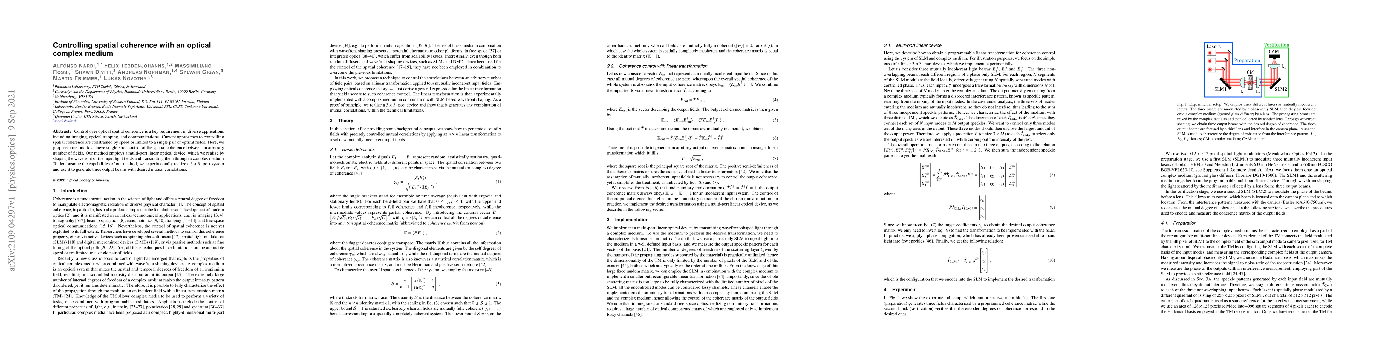 Thumbnail for Controlling spatial coherence with an optical complex medium