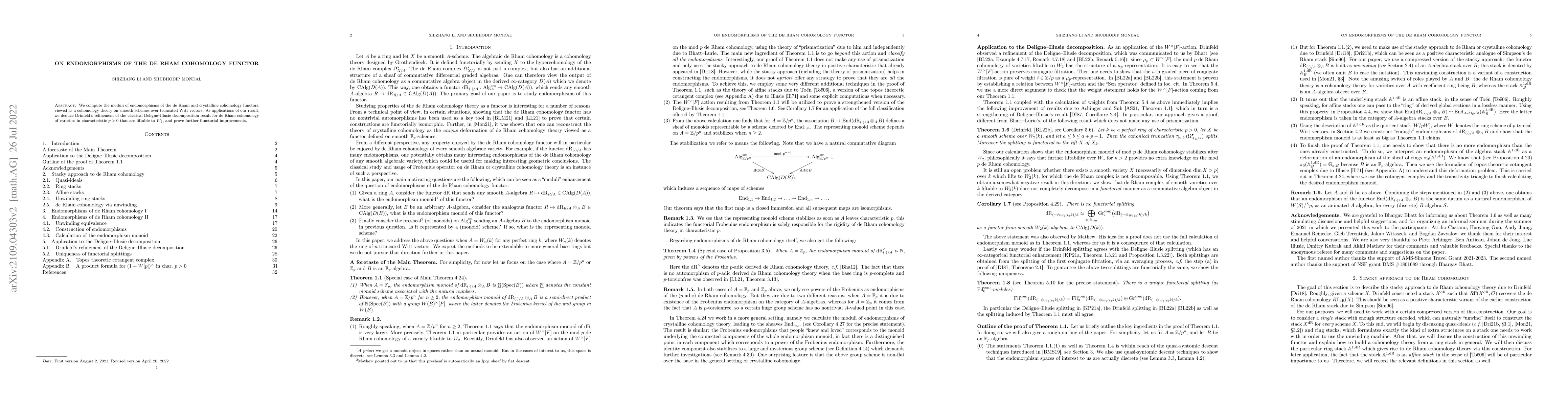 Thumbnail for On endomorphisms of the de Rham cohomology functor