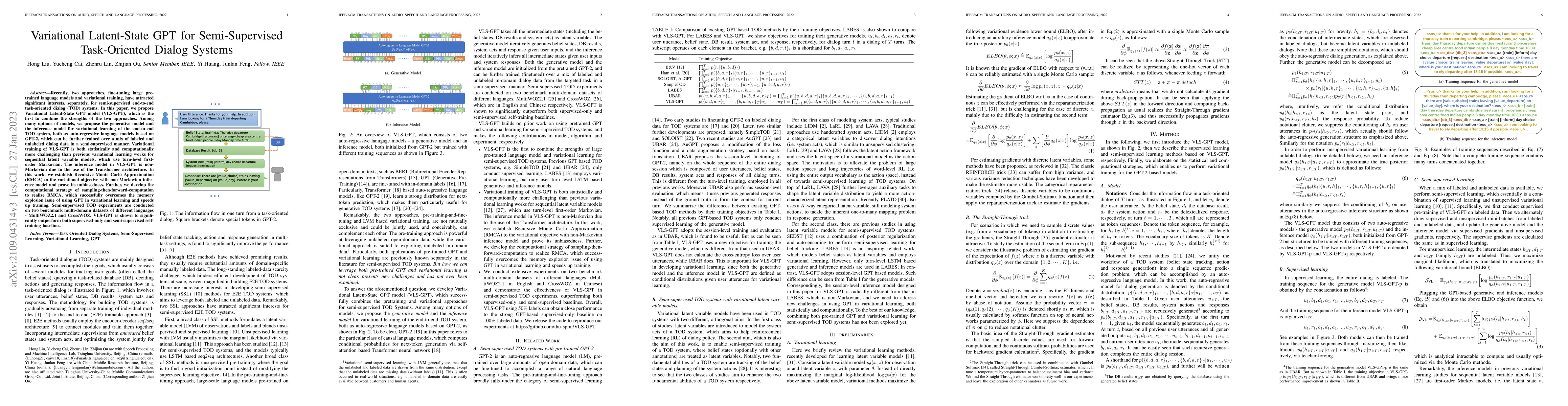 Thumbnail for Variational Latent-State GPT for Semi-Supervised Task-Oriented Dialog
  Systems