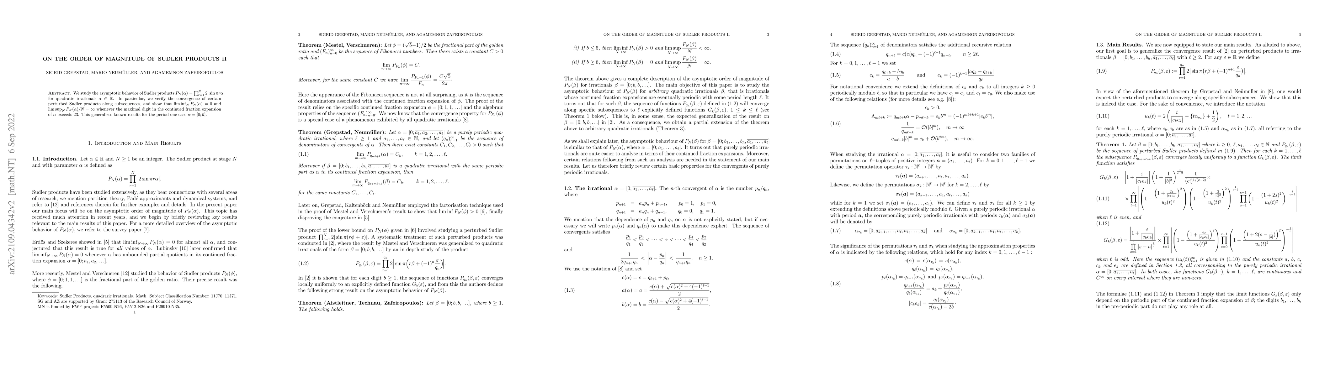 Thumbnail for On the order of magnitude of Sudler products II