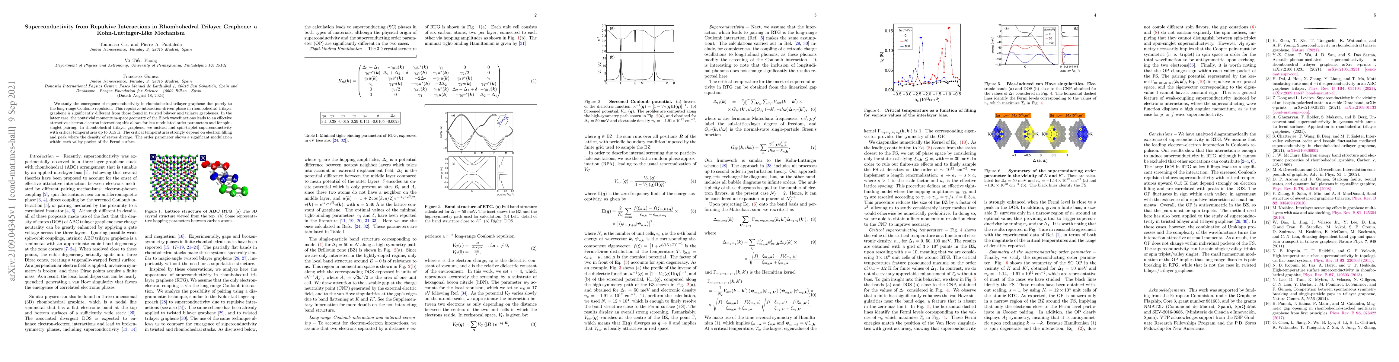 Thumbnail for Superconductivity from Repulsive Interactions in Rhombohedral Trilayer
  Graphene: a Kohn-Luttinger-Like Mechanism