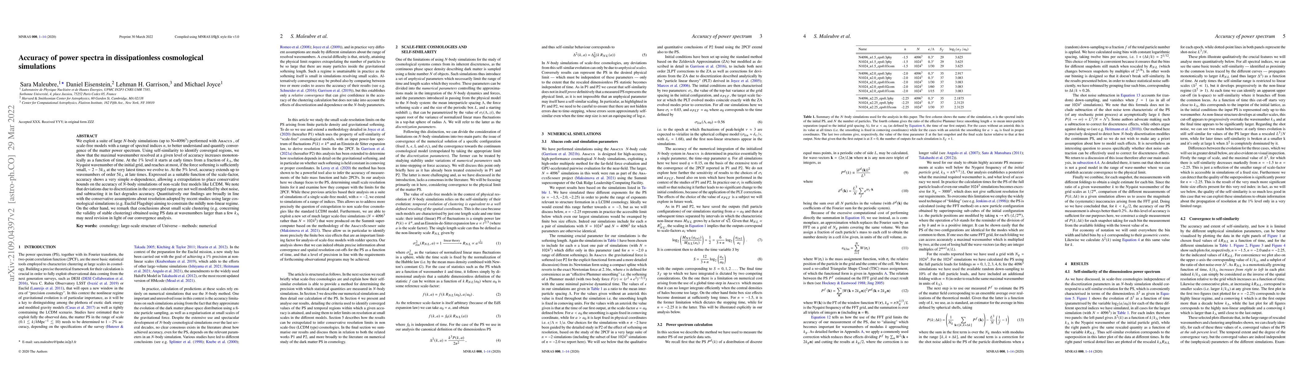 Thumbnail for Accuracy of power spectra in dissipationless cosmological simulations