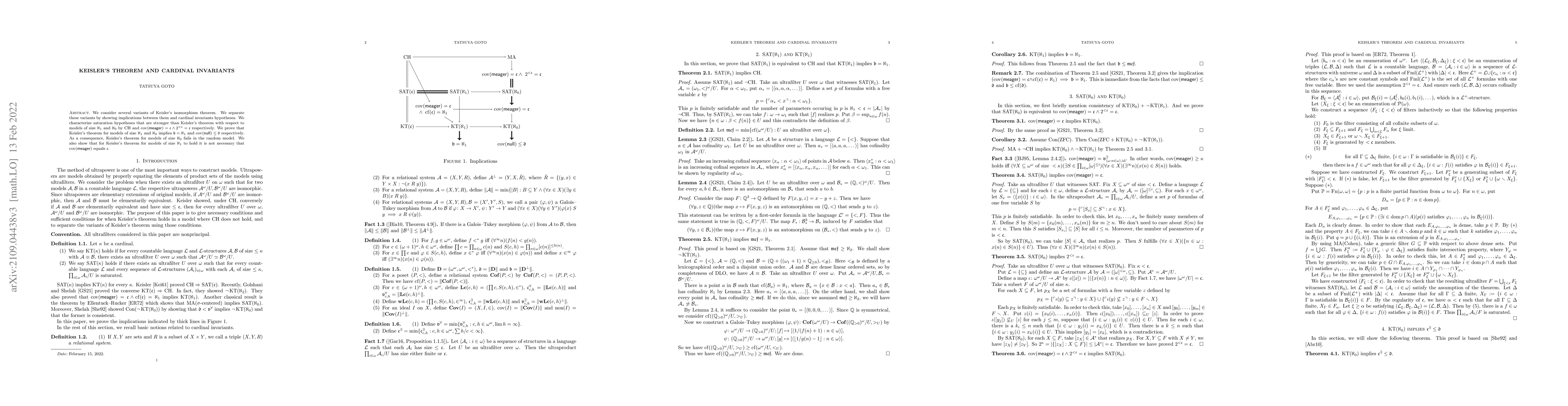 Thumbnail for Keisler's Theorem and Cardinal Invariants