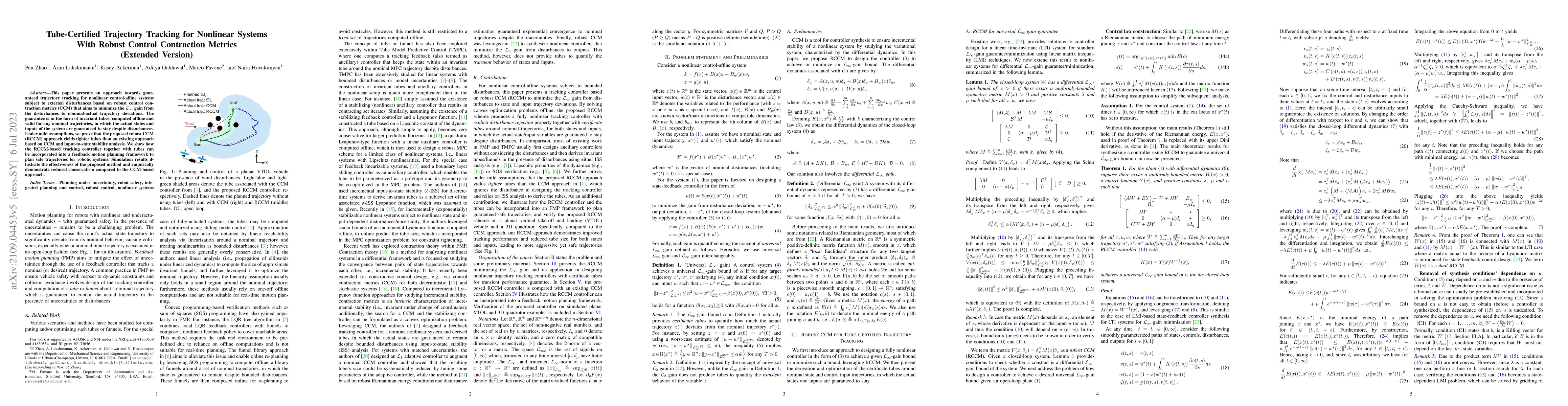 Thumbnail for Tube-Certified Trajectory Tracking for Nonlinear Systems With Robust
  Control Contraction Metrics