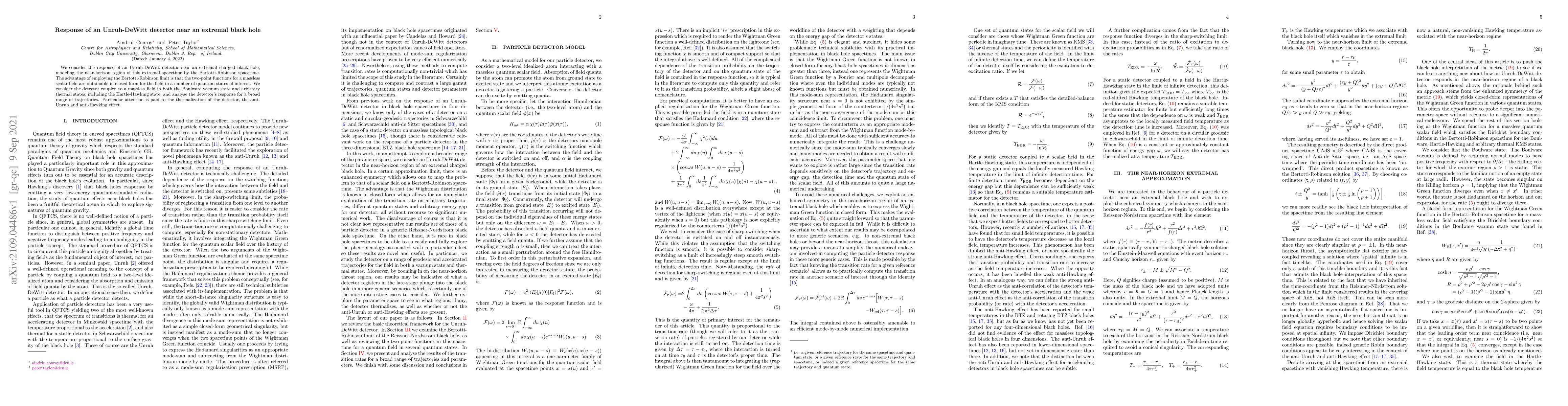 Thumbnail for Response of an Unruh-DeWitt detector near an extremal black hole