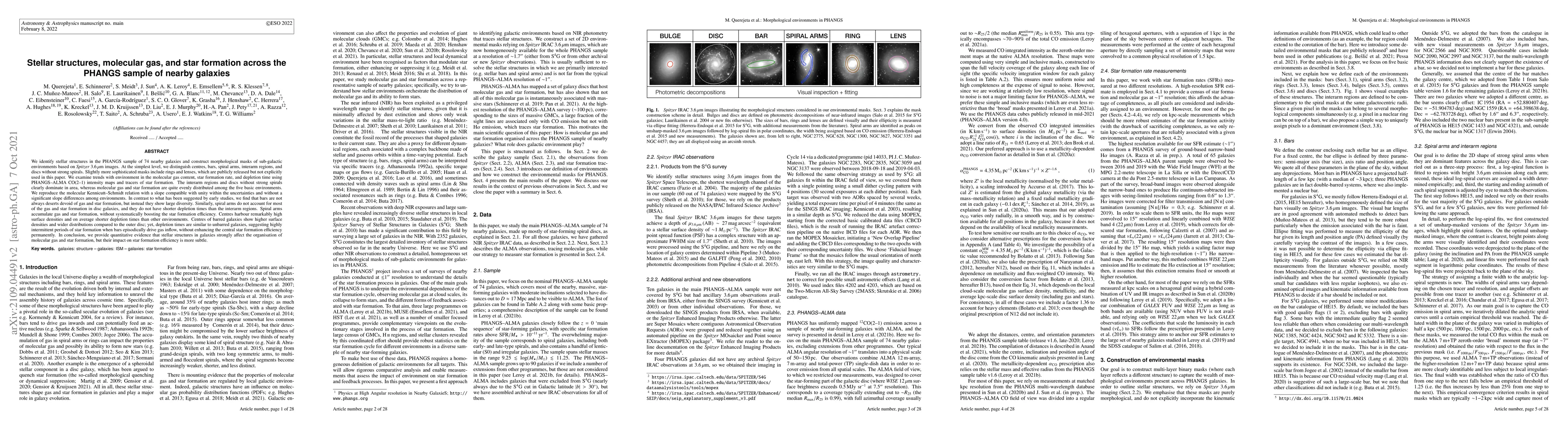 Thumbnail for Stellar structures, molecular gas, and star formation across the PHANGS
  sample of nearby galaxies