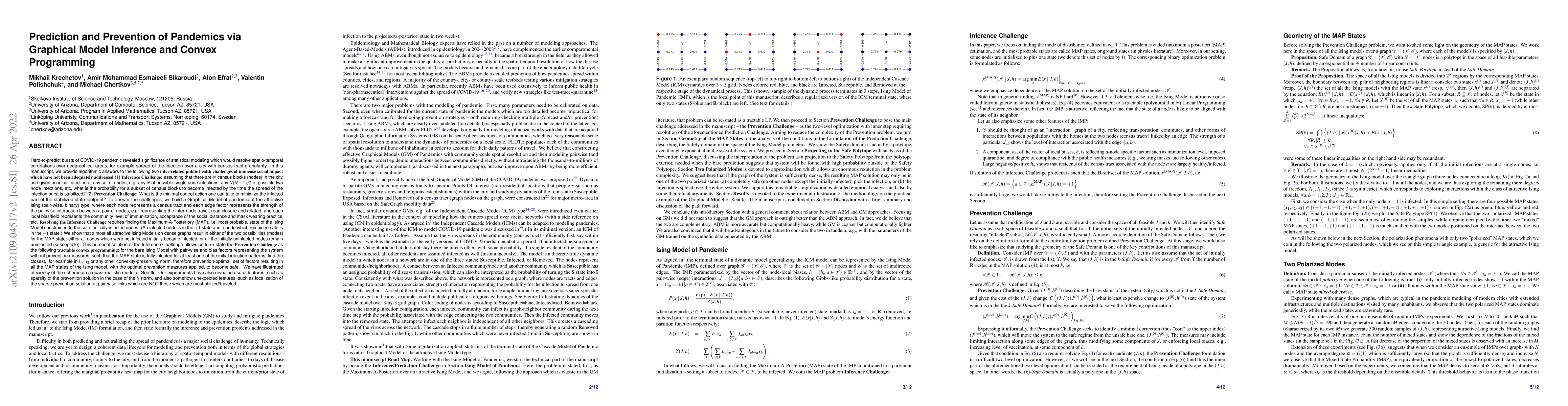 Thumbnail for Prediction and Prevention of Pandemics via Graphical Model Inference and
  Convex Programming