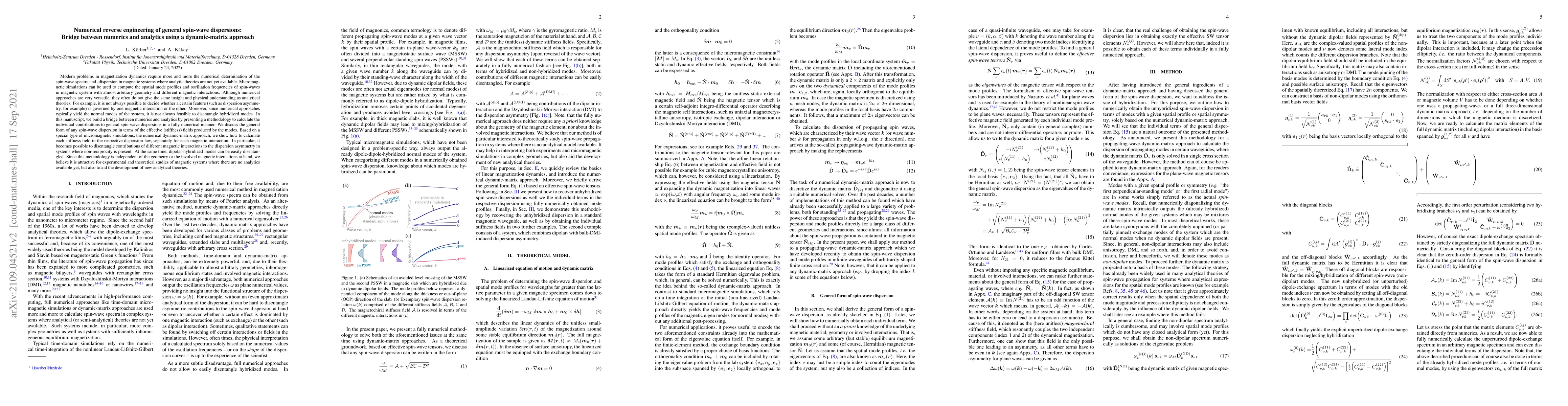 Thumbnail for Numerical reverse engineering of general spin-wave dispersions: Bridge
  between numerics and analytics using a dynamic-matrix approach