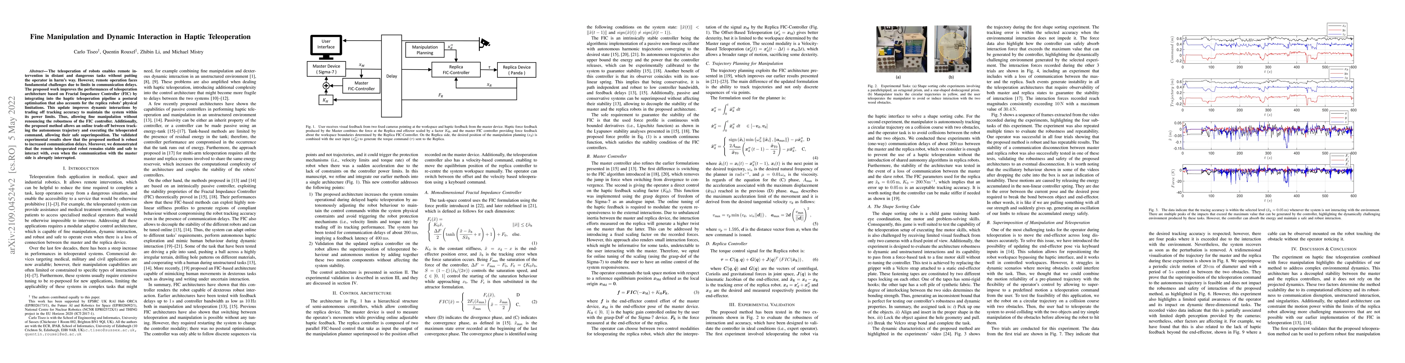 Thumbnail for Fine Manipulation and Dynamic Interaction in Haptic Teleoperation