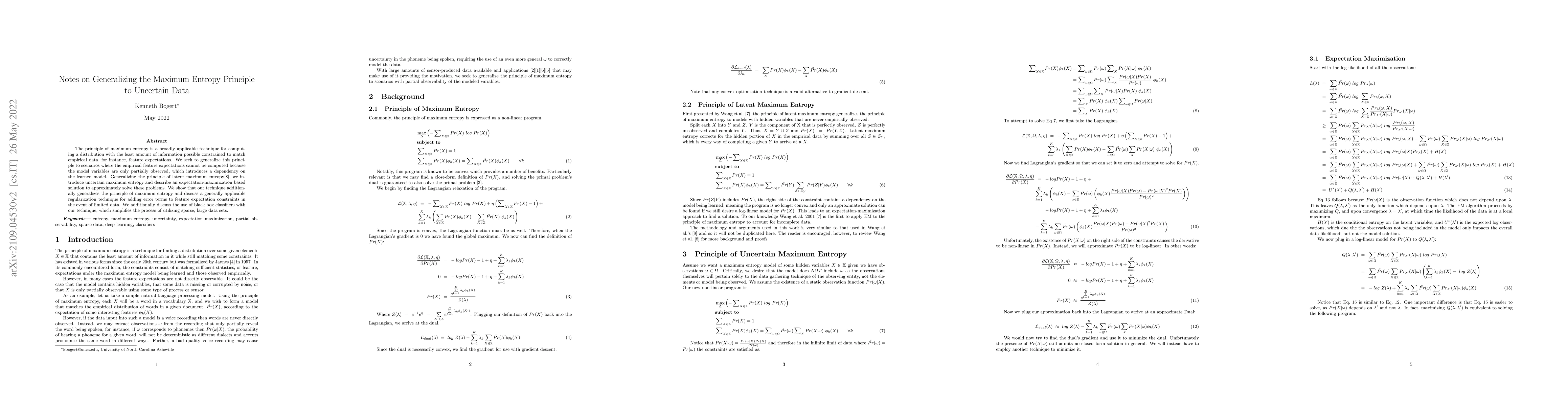 Thumbnail for Notes on Generalizing the Maximum Entropy Principle to Uncertain Data