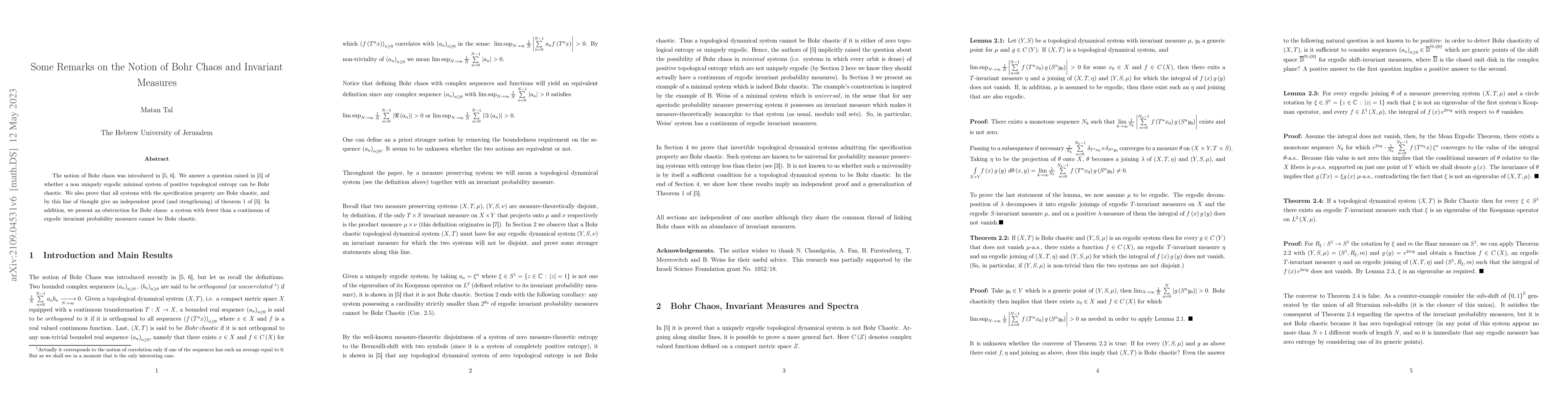 Thumbnail for Some Remarks on the Notion of Bohr Chaos and Invariant Measures
