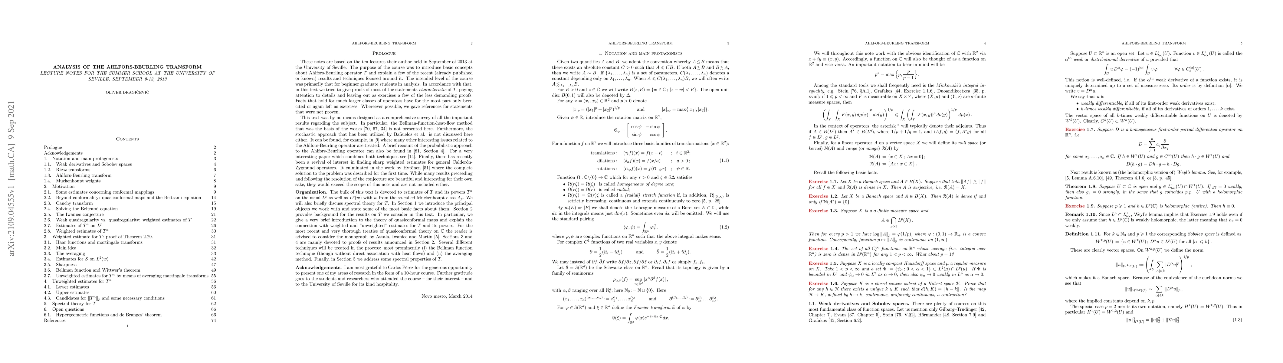 Thumbnail for Analysis of the Ahlfors-Beurling operator (lecture notes for the summer
  school at the University of Seville, 2013)