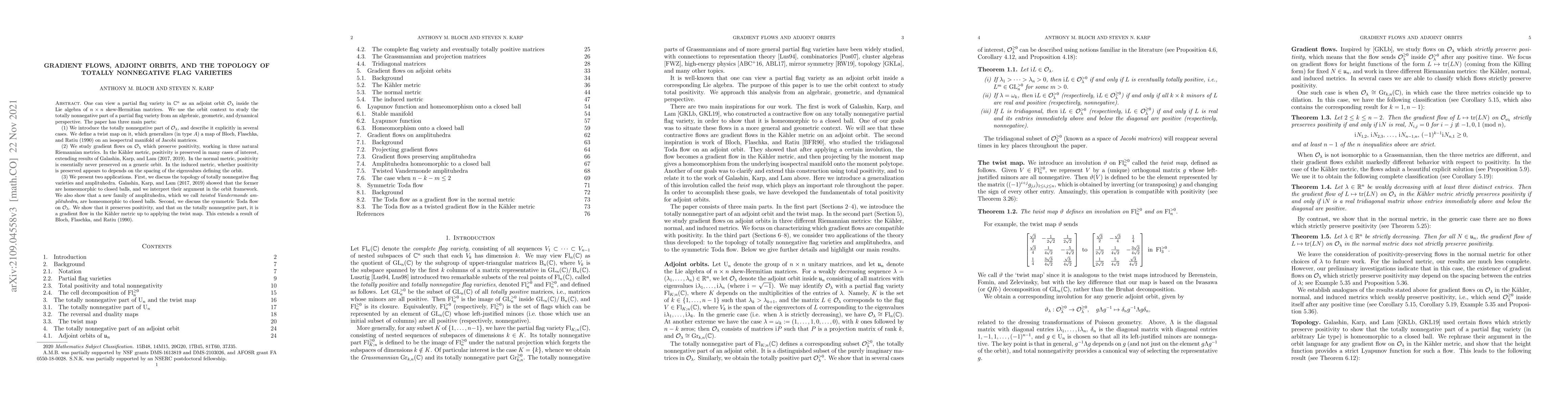 Thumbnail for Gradient flows, adjoint orbits, and the topology of totally nonnegative
  flag varieties