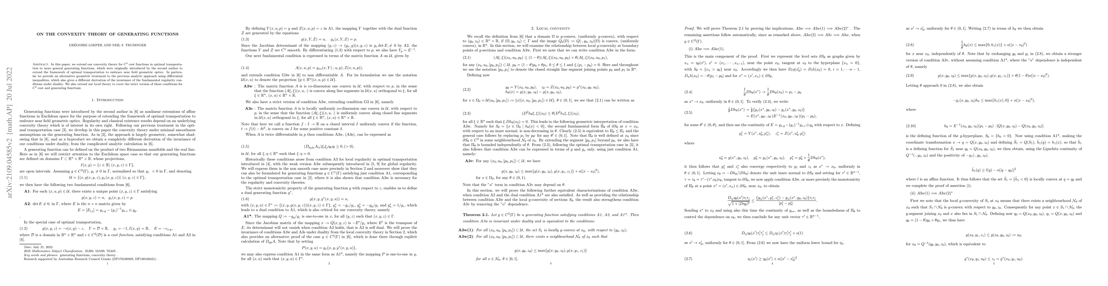 Thumbnail for On the convexity theory of generating functions