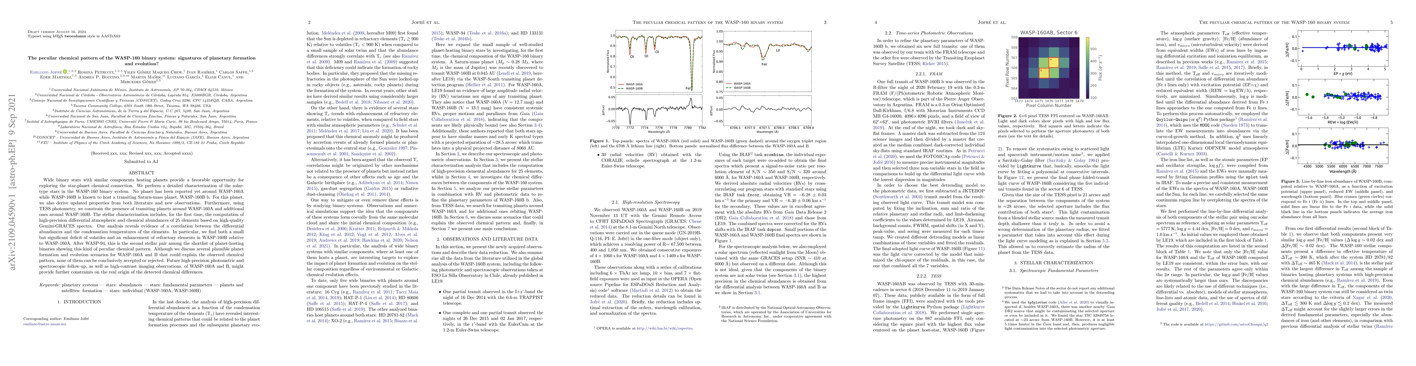 Thumbnail for The peculiar chemical pattern of the WASP-160 binary system: signatures
  of planetary formation and evolution?