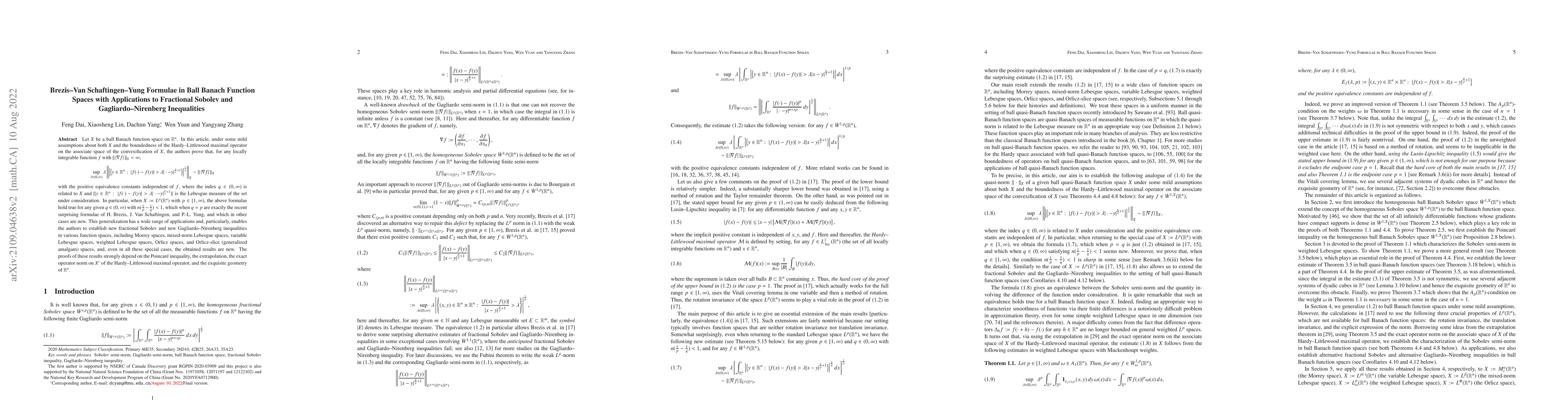 Thumbnail for Brezis--Van Schaftingen--Yung Formulae in Ball Banach Function Spaces
  with Applications to Fractional Sobolev and Gagliardo--Nirenberg Inequalities