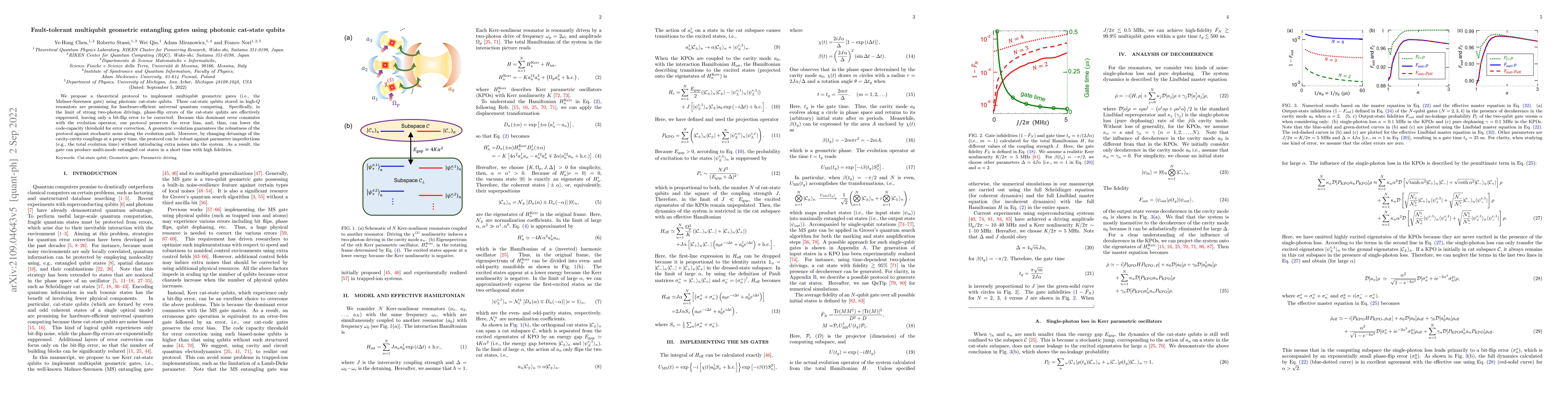 Thumbnail for Fault-tolerant multiqubit geometric entangling gates using photonic
  cat-state qubits