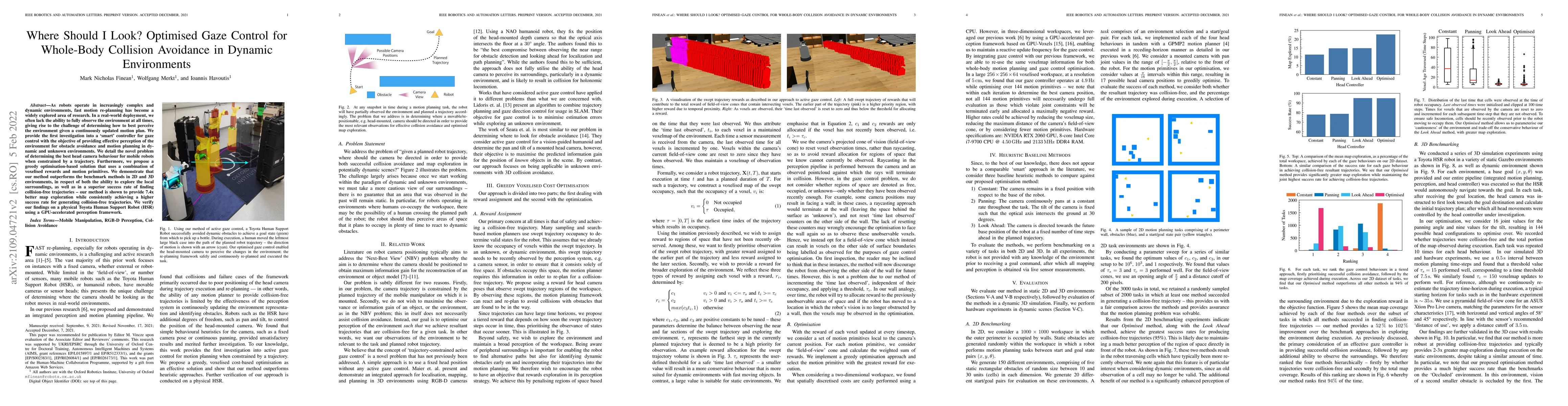 Thumbnail for Where Should I Look? Optimised Gaze Control for Whole-Body Collision
  Avoidance in Dynamic Environments