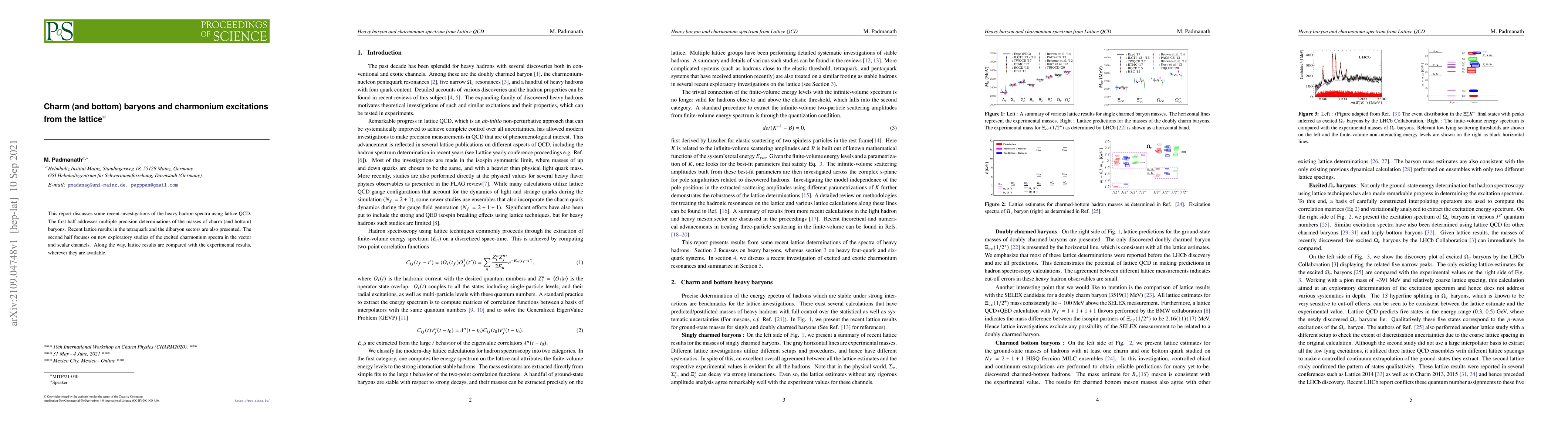 Thumbnail for Charm (and bottom) baryons and charmonium excitations from the lattice