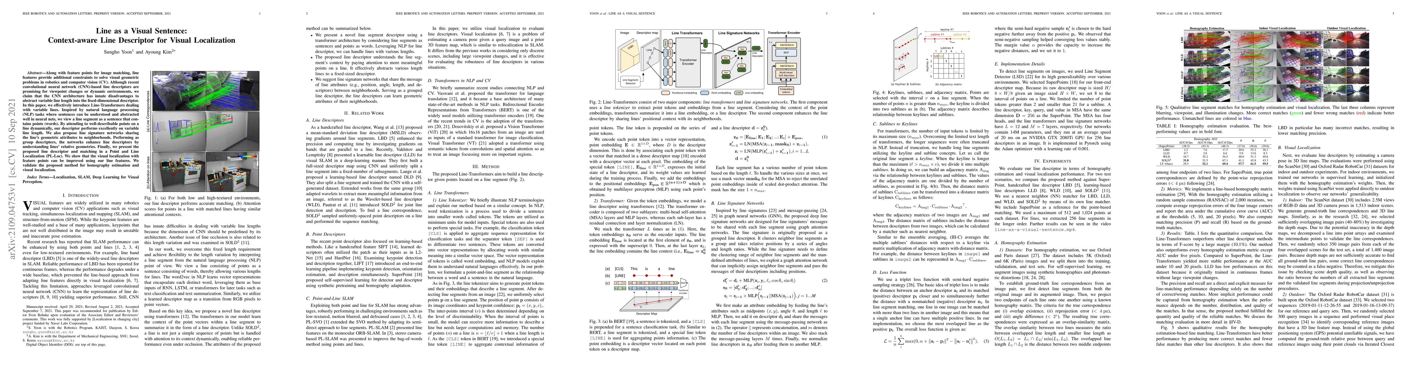 Thumbnail for Line as a Visual Sentence: Context-aware Line Descriptor for Visual
  Localization