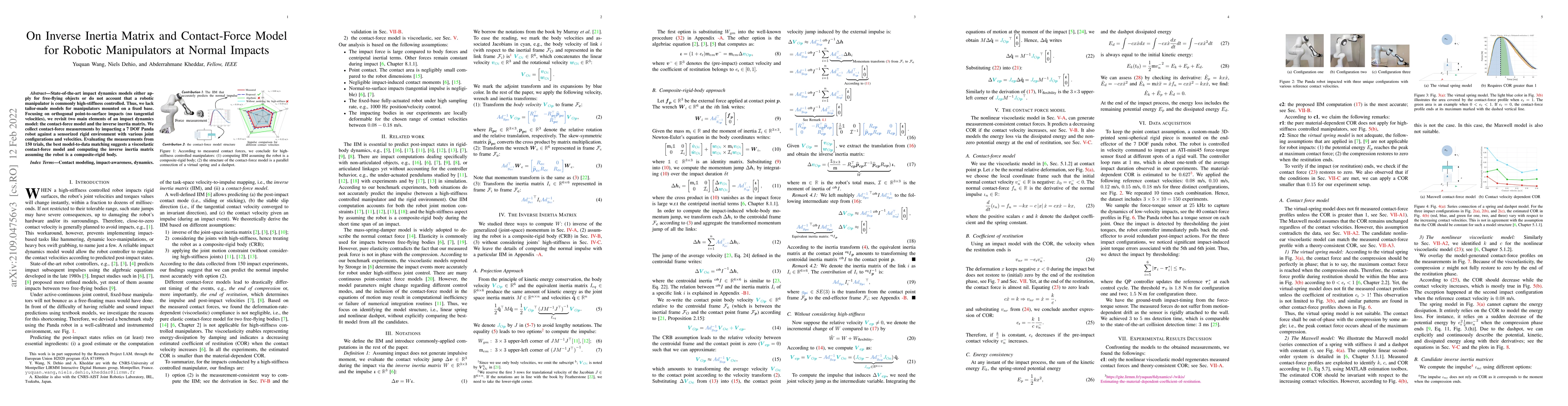 Thumbnail for On Inverse Inertia Matrix and Contact-Force Model for Robotic
  Manipulators at Normal Impacts
