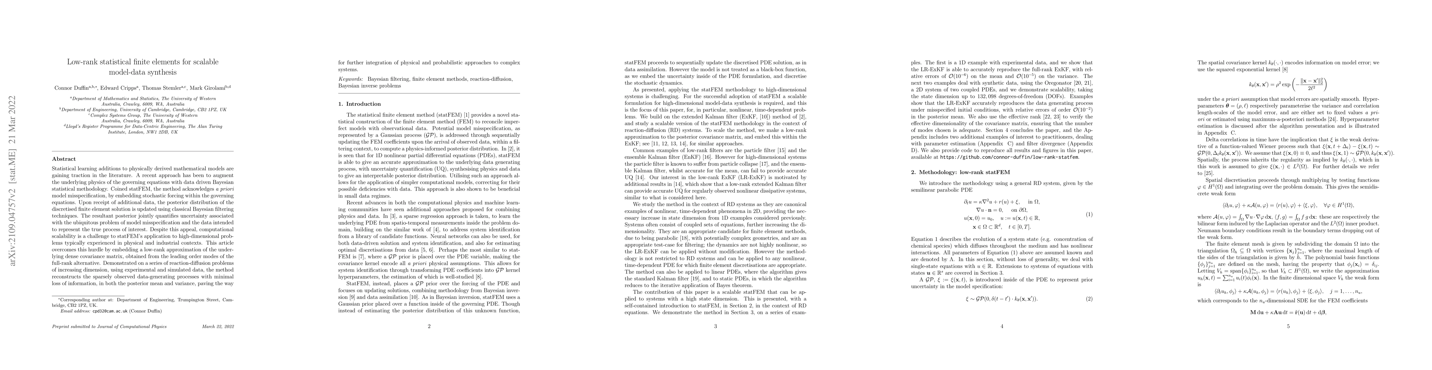 Thumbnail for Low-rank statistical finite elements for scalable model-data synthesis