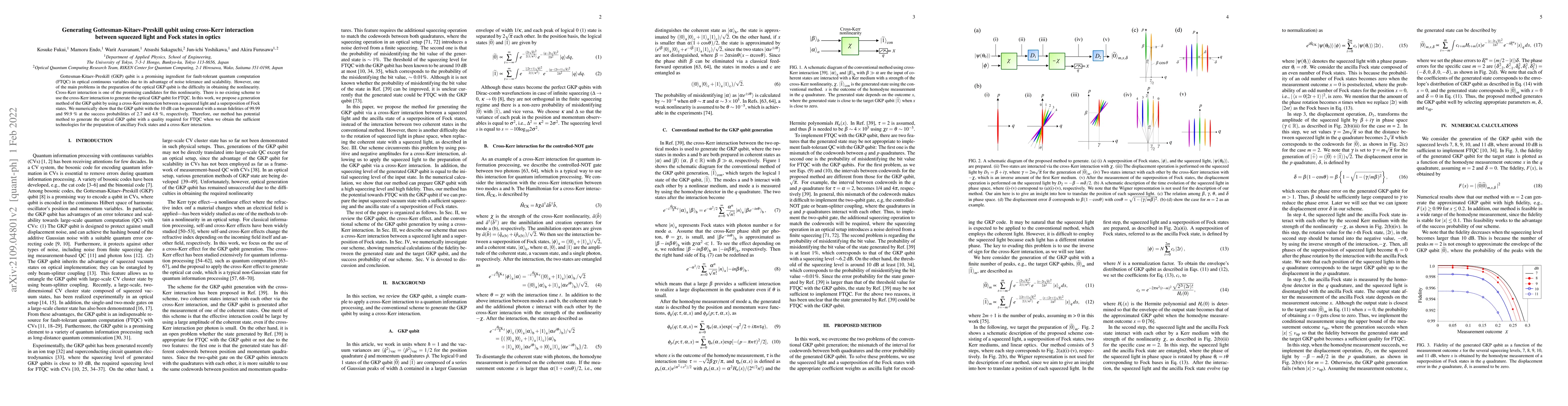 Thumbnail for Generating Gottesman-Kitaev-Preskill qubit using a cross-Kerr
  interaction between a squeezed light and Fock states in optics