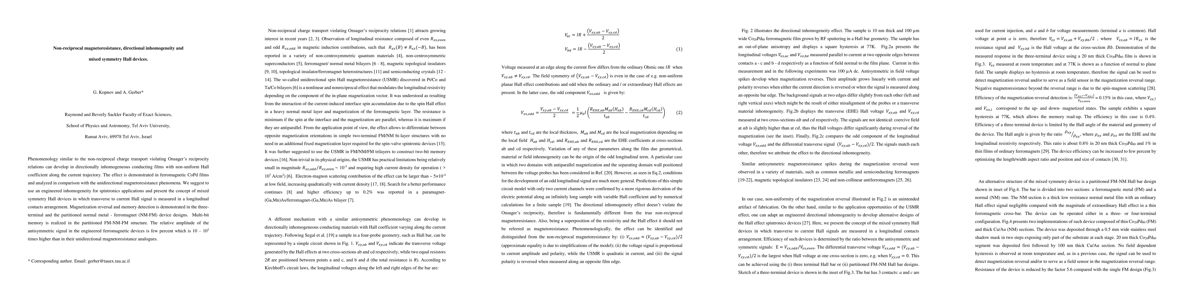 Thumbnail for Non-reciprocal magnetoresistance, directional inhomogeneity and mixed
  symmetry Hall devices