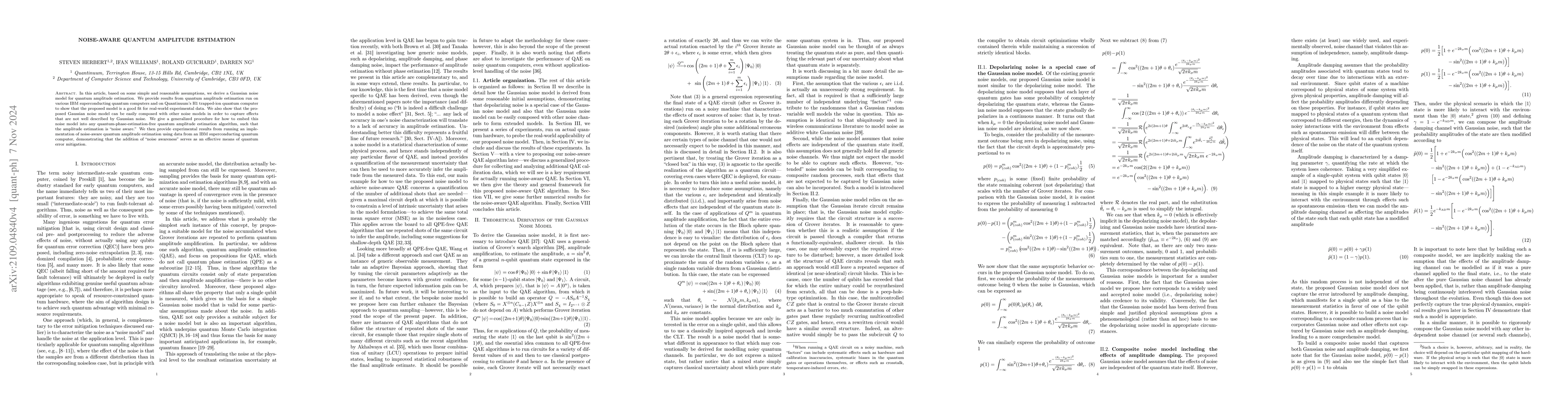 Thumbnail for Noise-Aware Quantum Amplitude Estimation