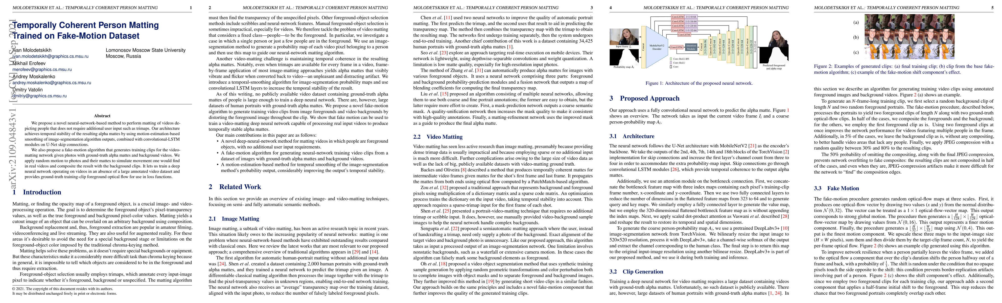 Thumbnail for Temporally Coherent Person Matting Trained on Fake-Motion Dataset