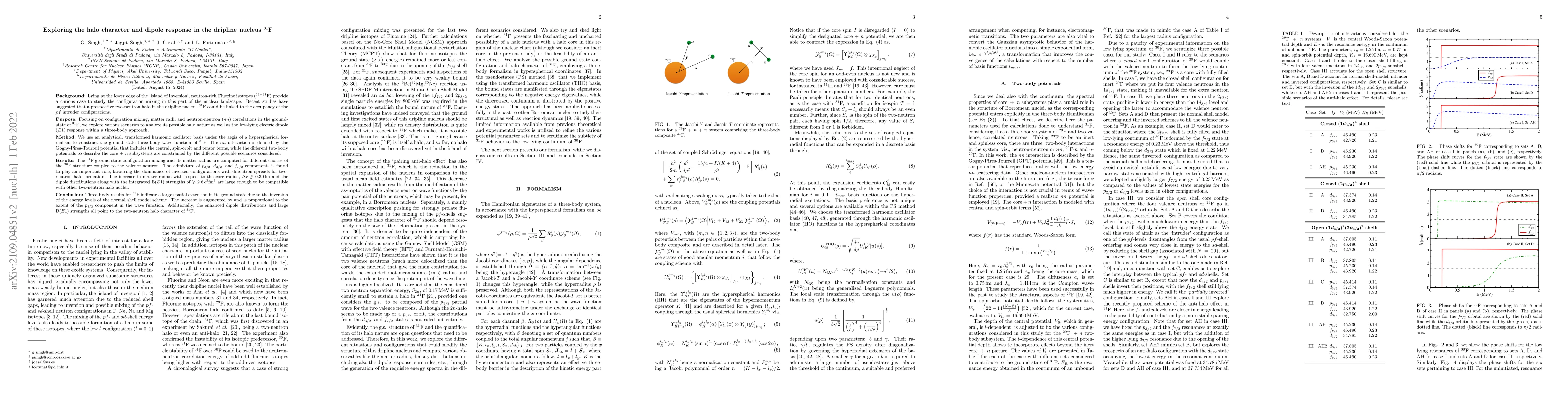 Thumbnail for Exploring the halo character and dipole response in the dripline nucleus
  $^{31}$F