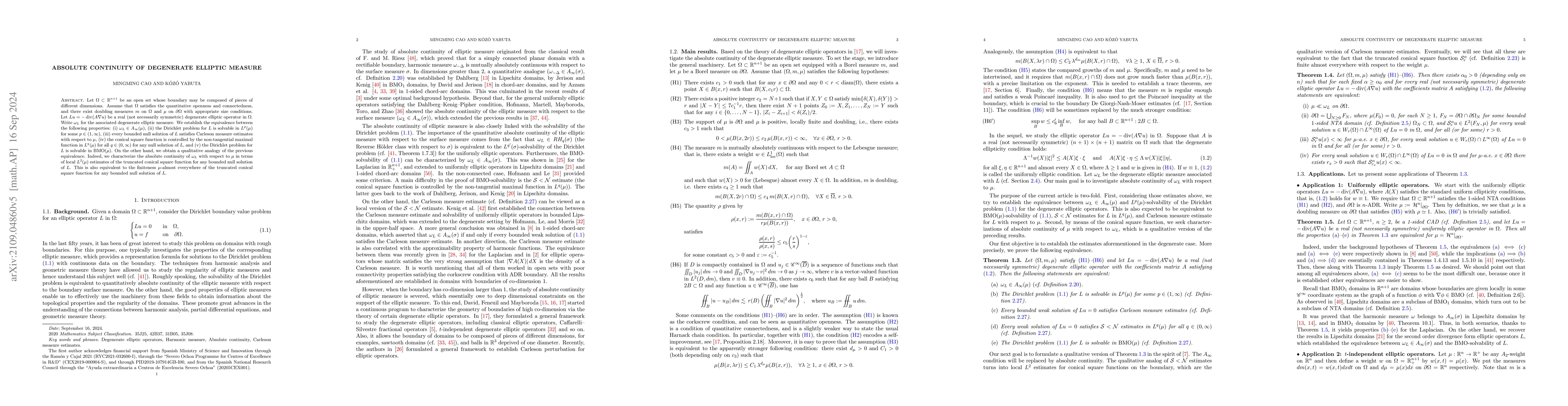 Thumbnail for Absolute continuity of degenerate elliptic measure