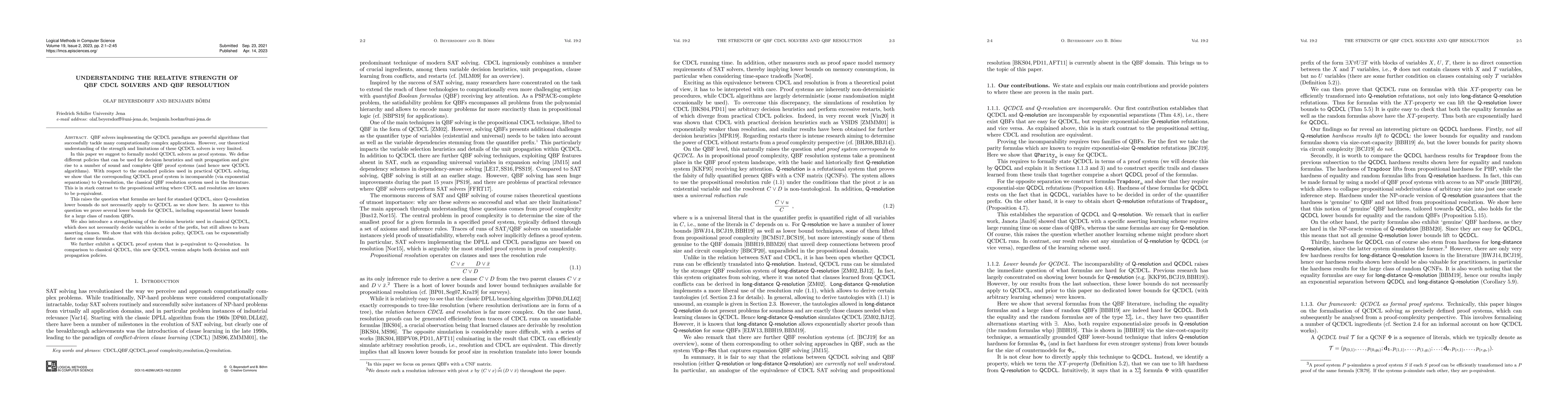 Thumbnail for Understanding the Relative Strength of QBF CDCL Solvers and QBF
  Resolution