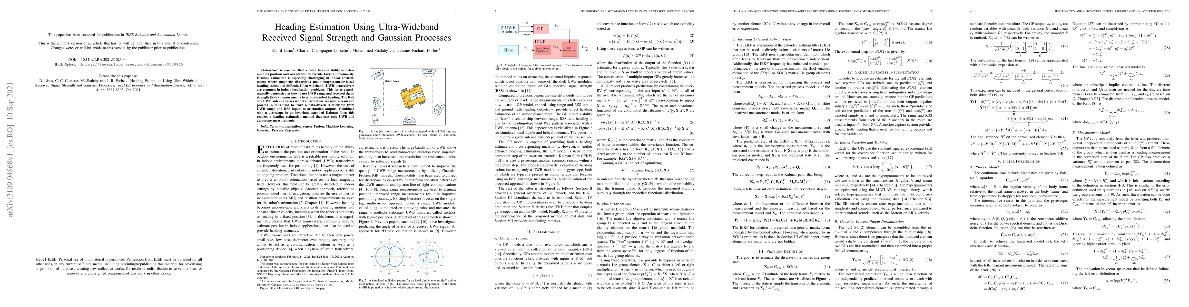Thumbnail for Heading Estimation Using Ultra-Wideband Received Signal Strength and
  Gaussian Processes