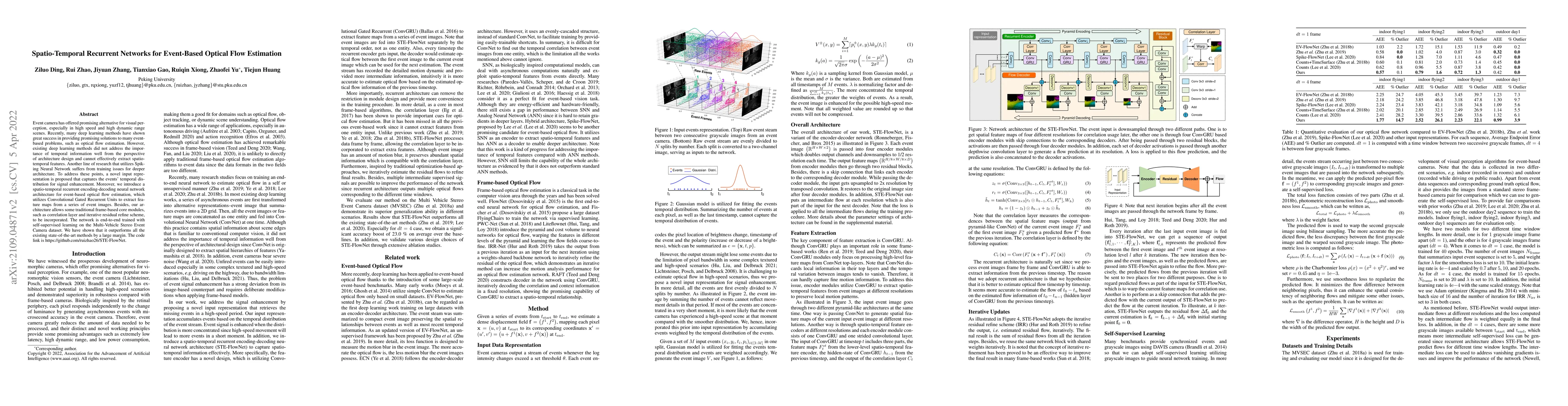 Thumbnail for Spatio-Temporal Recurrent Networks for Event-Based Optical Flow
  Estimation