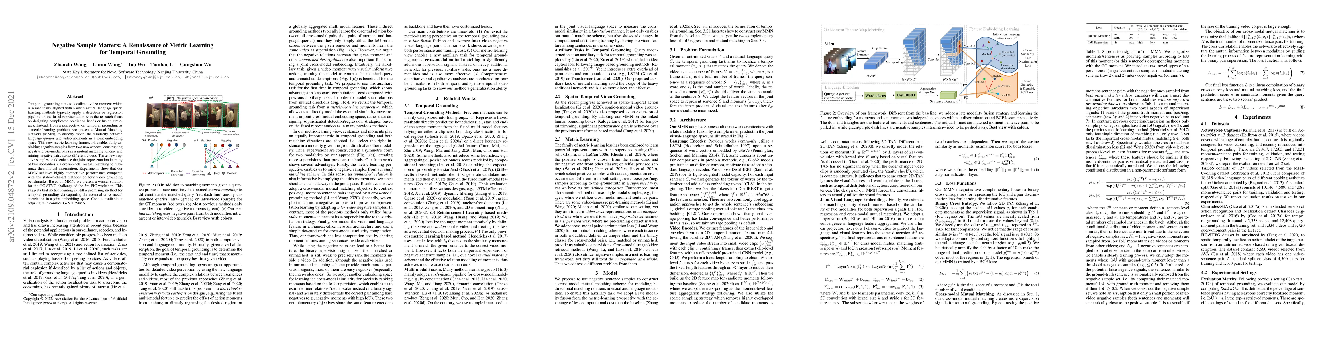 Thumbnail for Negative Sample Matters: A Renaissance of Metric Learning for Temporal
  Grounding