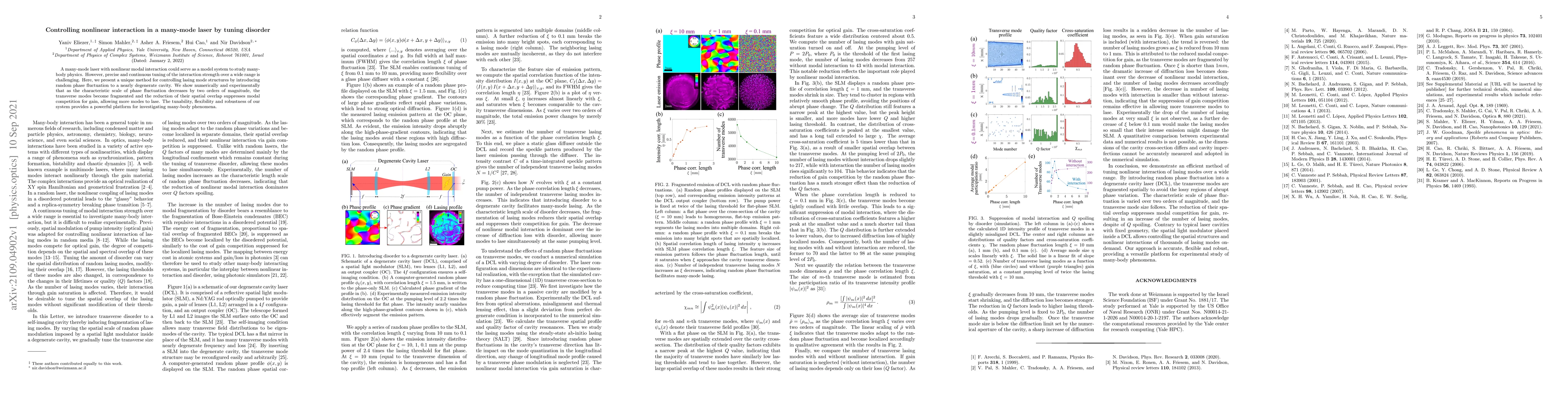 Thumbnail for Controlling nonlinear interaction in a many-mode laser by tuning
  disorder