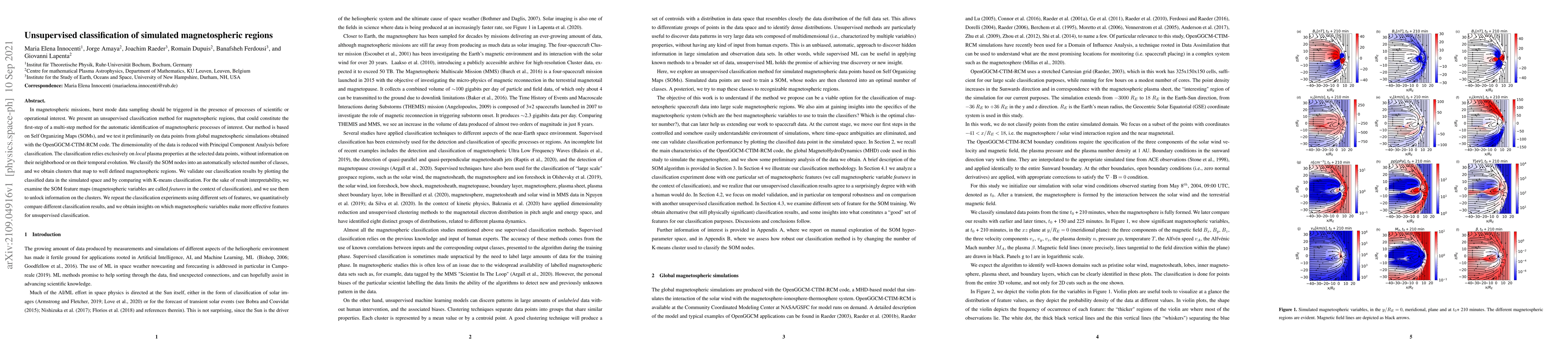 Thumbnail for Unsupervised classification of simulated magnetospheric regions
