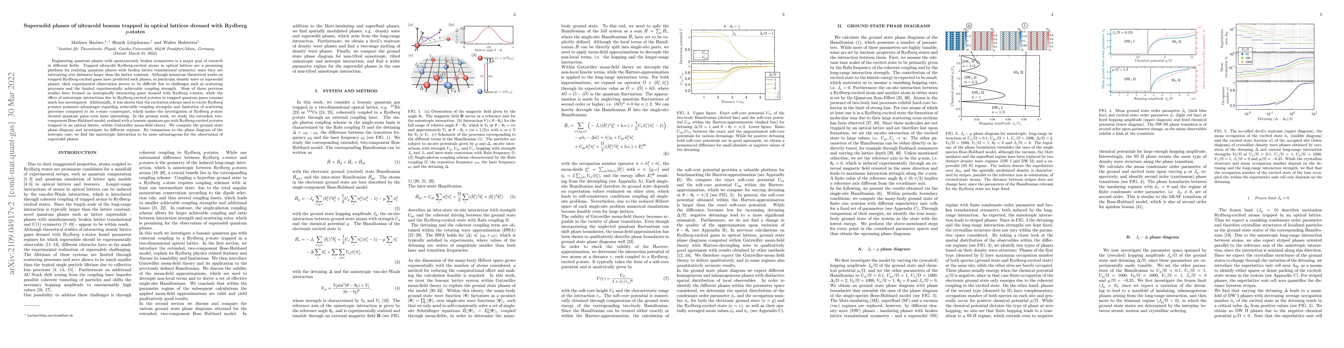 Thumbnail for Supersolid phases of ultracold bosons trapped in optical lattices
  dressed with Rydberg $p$-states