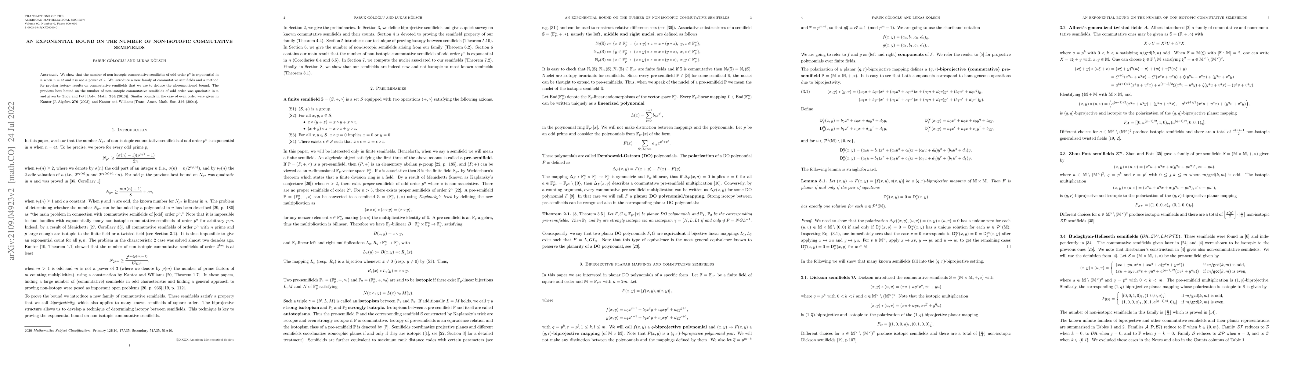 Thumbnail for An exponential bound on the number of non-isotopic commutative
  semifields