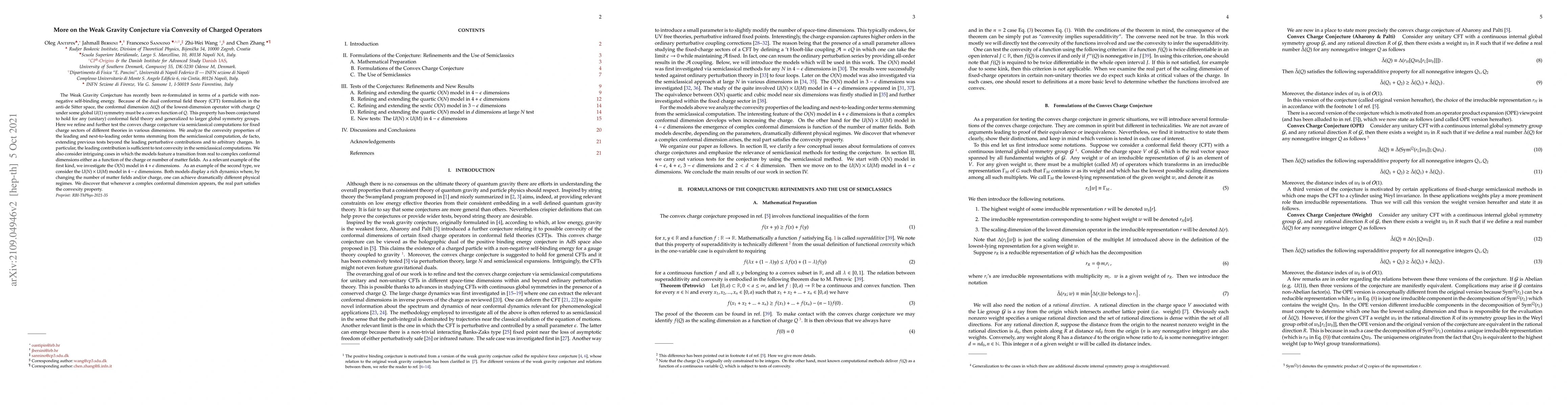 Thumbnail for More on the Weak Gravity Conjecture via Convexity of Charged Operators