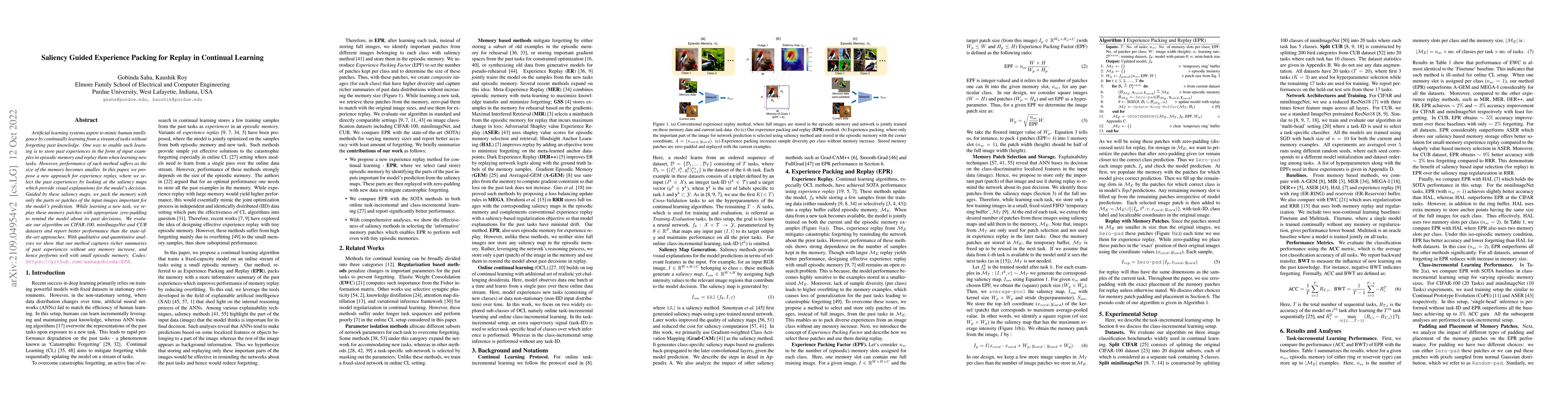 Thumbnail for Saliency Guided Experience Packing for Replay in Continual Learning