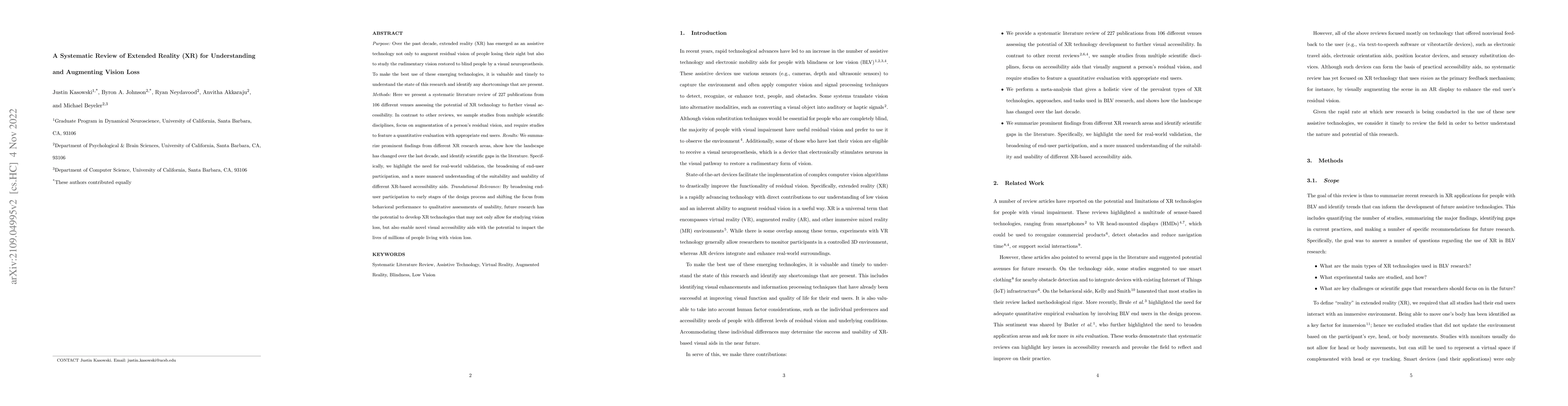 Thumbnail for A Systematic Review of Extended Reality (XR) for Understanding and
  Augmenting Vision Loss