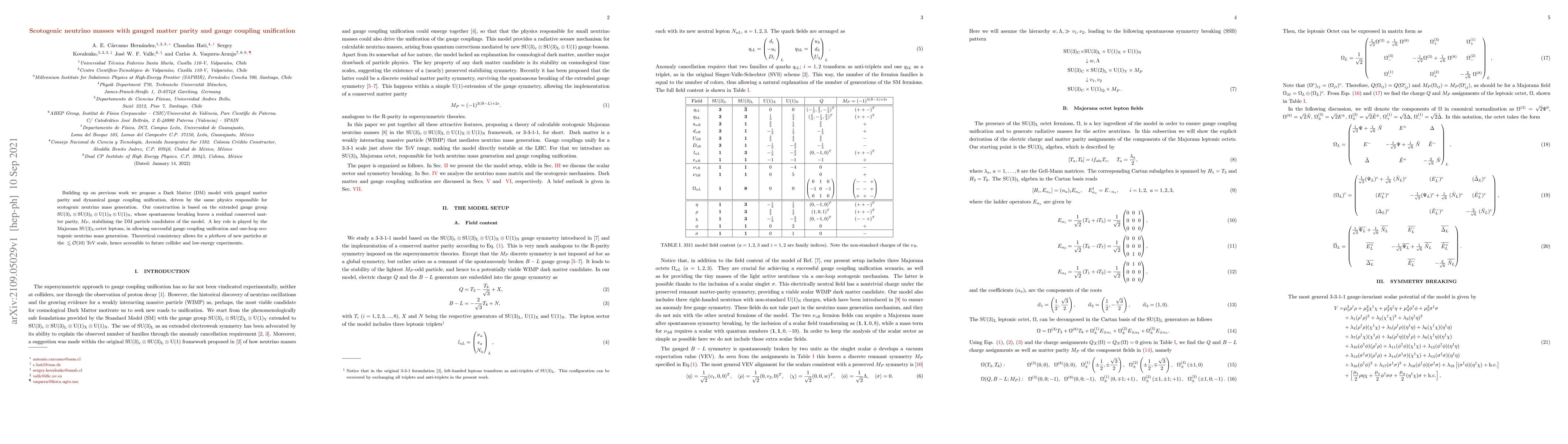 Thumbnail for Scotogenic neutrino masses with gauged matter parity and gauge coupling
  unification