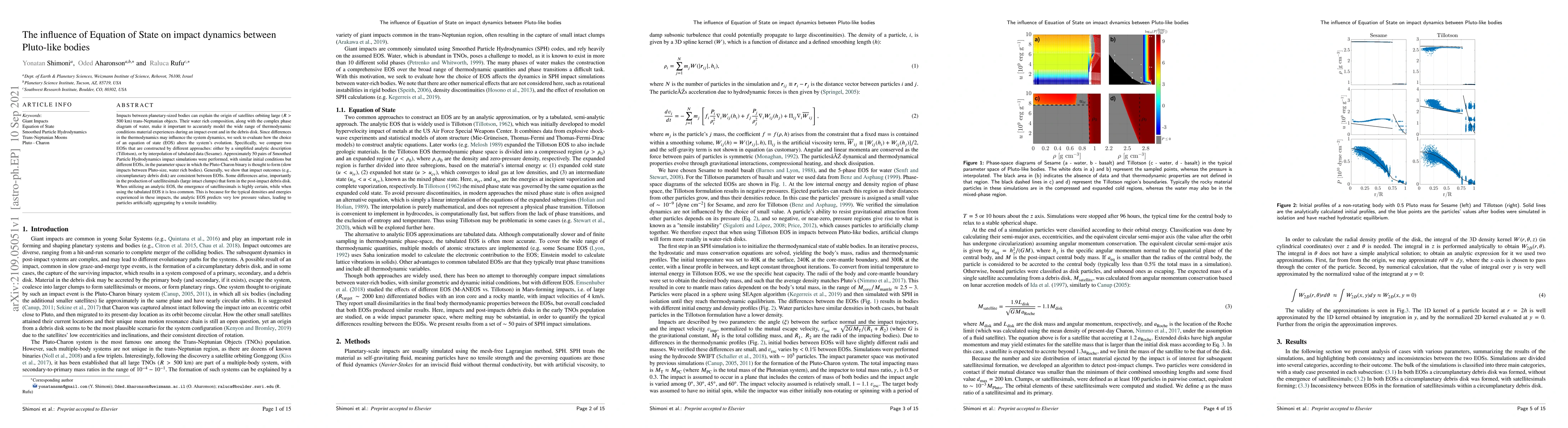 Thumbnail for The influence of Equation of State on impact dynamics between Pluto-like
  bodies