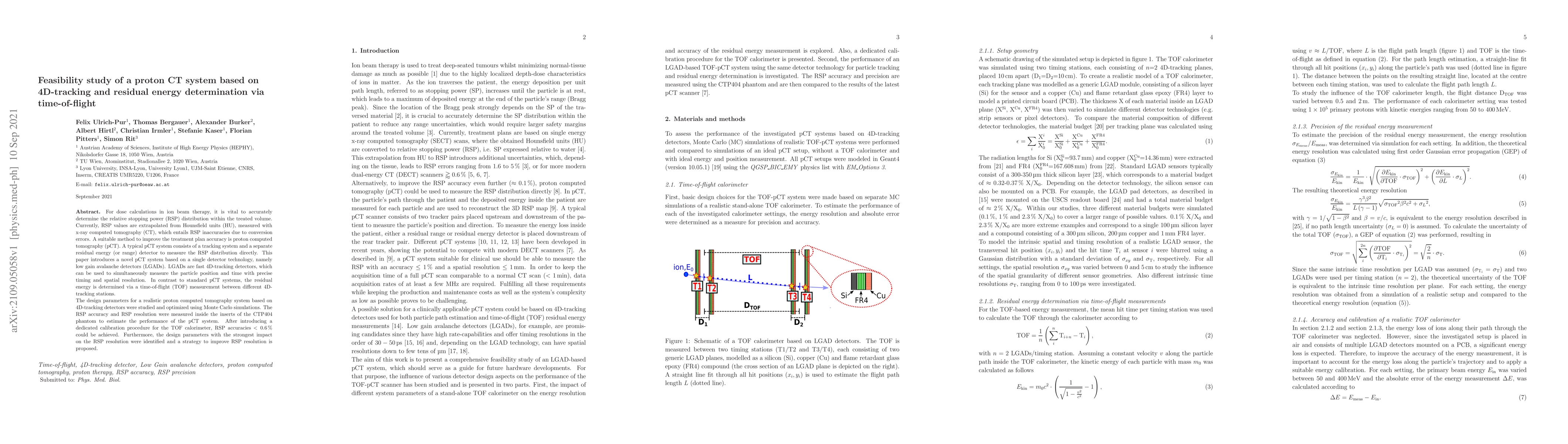 Thumbnail for Feasibility study of a proton CT system based on 4D-tracking and
  residual energy determination via time-of-flight