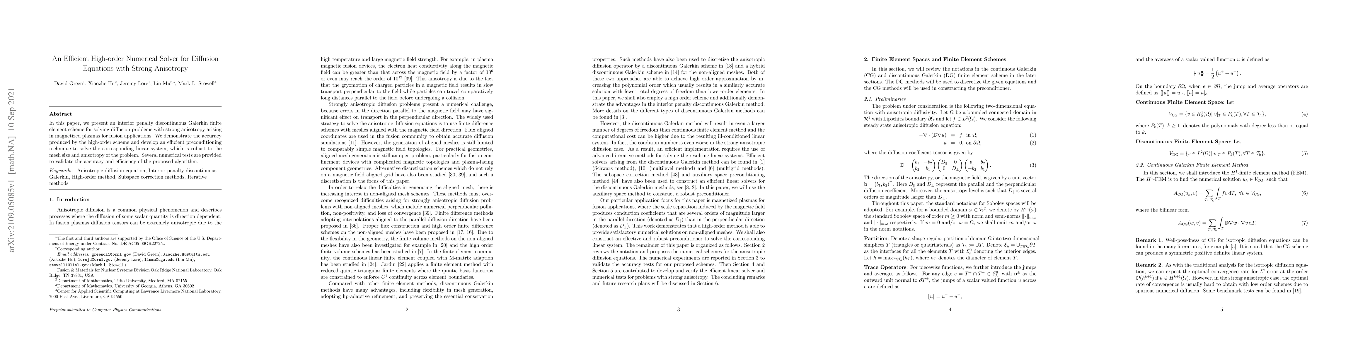 Thumbnail for An Efficient High-order Numerical Solver for Diffusion Equations with
  Strong Anisotropy