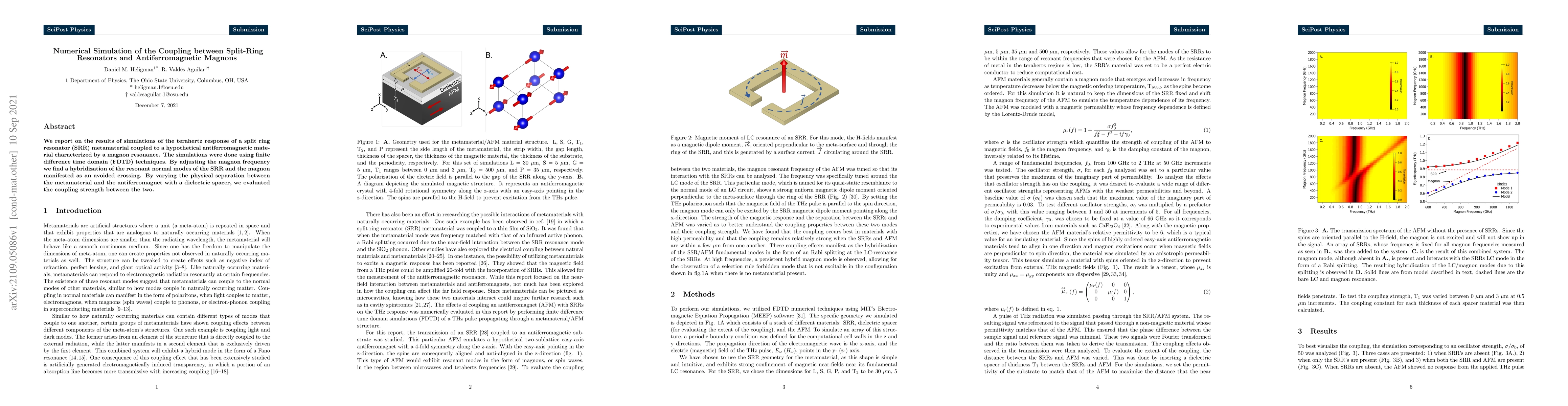 Thumbnail for Numerical Simulation of the Coupling between Split-Ring Resonators and
  Antiferromagnetic Magnons